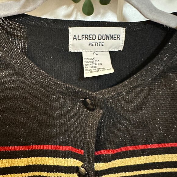 Alfred Dunner Vintage Women's Black, Gold and Red Silk Blend Lightweight Sweater - Picture 6 of 6